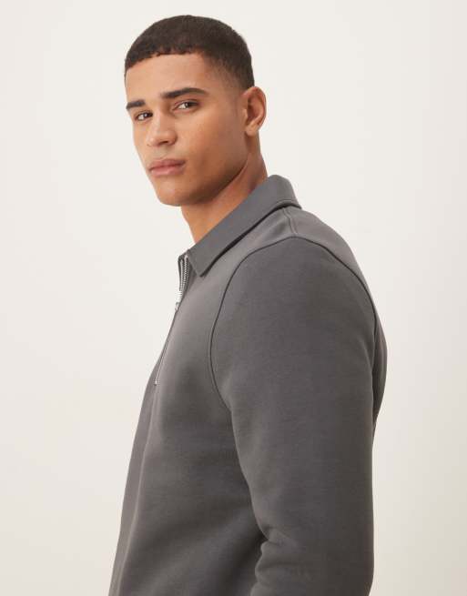 ASOS DESIGN Essentials – Szara bluza z zamkiem pod szyją i kołnierzykiem, 4 z 5