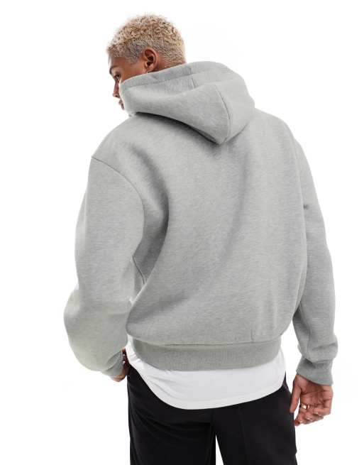 ASOS DESIGN – Essentials – Szara melanżowa bluza z kapturem o luźnym pudełkowym kroju, 4 z 4