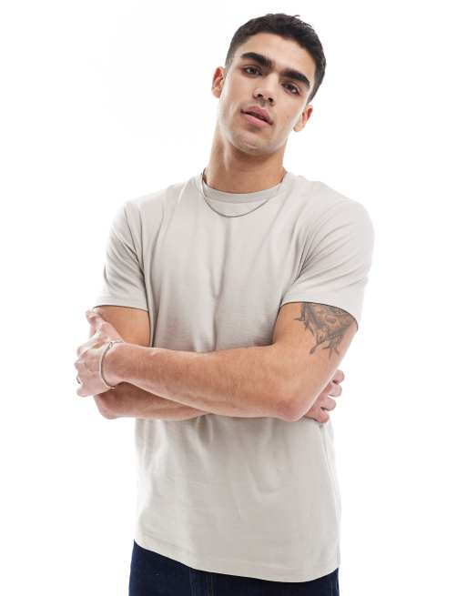 ASOS DESIGN - Essentials - T-shirt met ronde hals in stone