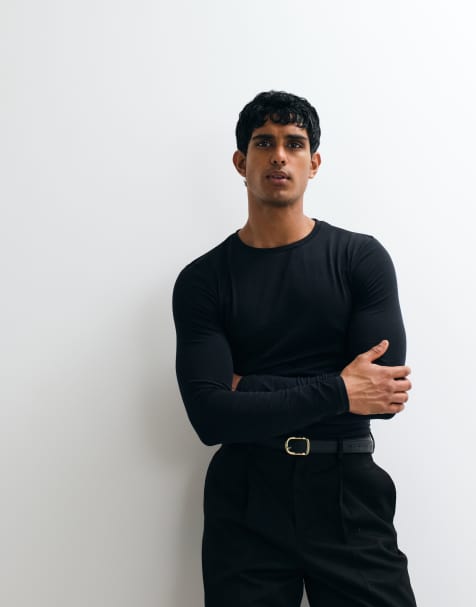 ASOS DESIGN - Essentials - T-shirt moulant à manches longues - Noir - view 1