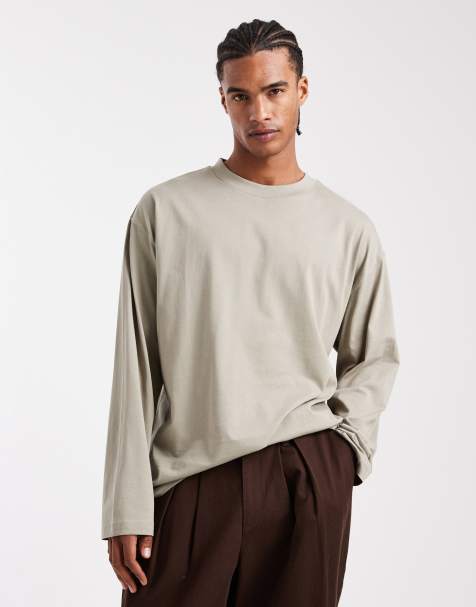 ASOS DESIGN - Essentials - T-shirt oversize à manches longues - Vert sauge - view 1