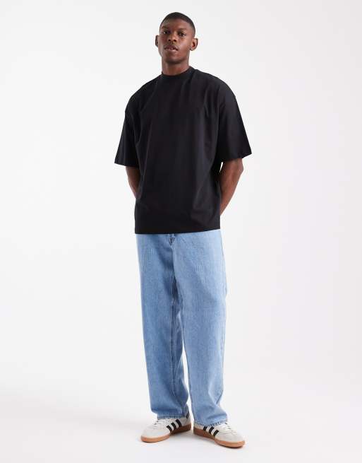 ASOS DESIGN - Essentials - T-shirt oversize accollata nera, 2 di 5