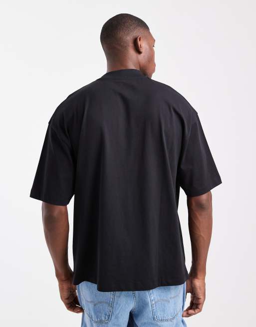 ASOS DESIGN - Essentials - T-shirt oversize accollata nera, 3 di 5
