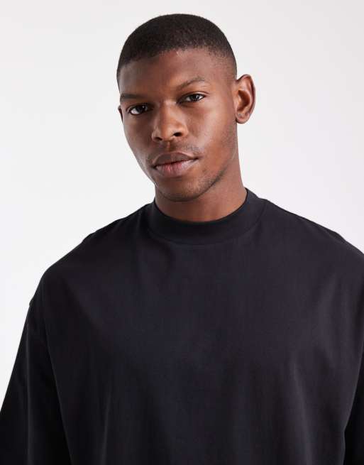 ASOS DESIGN - Essentials - T-shirt oversize accollata nera, 5 di 5