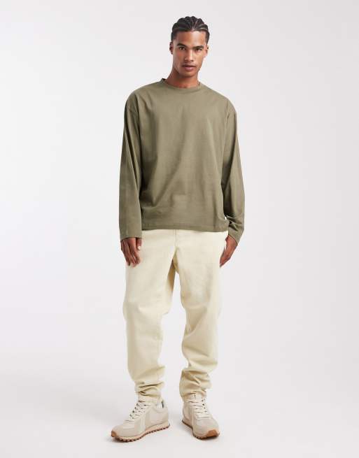 ASOS DESIGN – Essentials – T-shirt oversize z długimi rękawami w kolorze khaki, 2 z 5