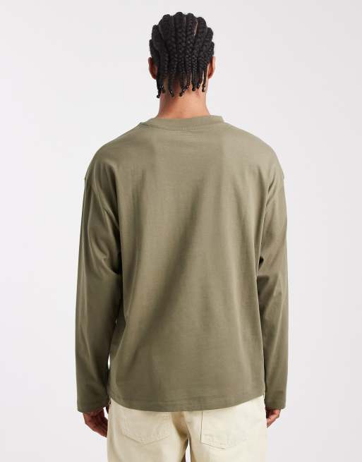 ASOS DESIGN – Essentials – T-shirt oversize z długimi rękawami w kolorze khaki, 3 z 5