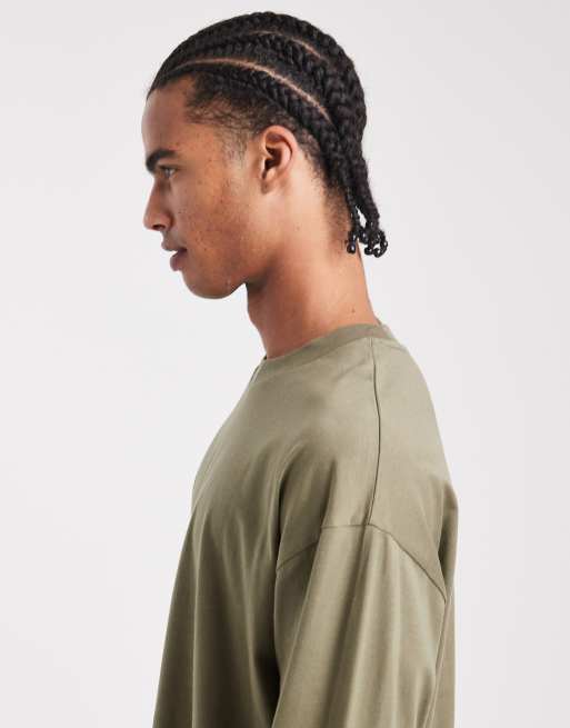 ASOS DESIGN – Essentials – T-shirt oversize z długimi rękawami w kolorze khaki, 4 z 5