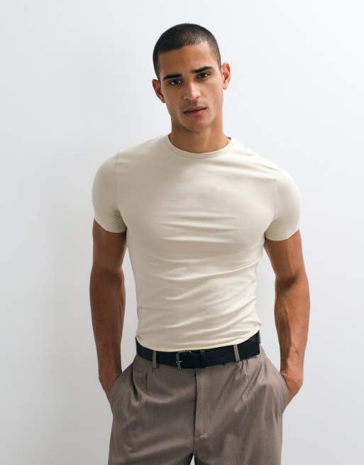 ASOS DESIGN - Essentials - T-shirt près du corps - Beige, 3 de 5