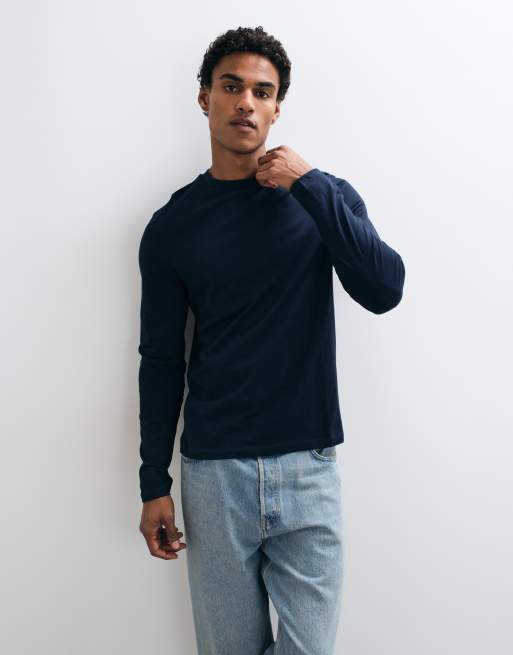 ASOS DESIGN Essentials T-shirt z długim rękawem w kolorze granatowym, 4 z 10