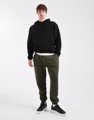 Asos Design Essentials Tapered Sweatpants In Green