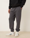 [ASOS DESIGN] ASOS DESIGN essentials tapered trackies in washed black-Grey XS Asphalt