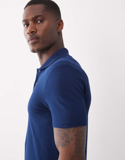 ASOS DESIGN Essentials tætsiddende poloskjorte i navy piqué, 3 af 5