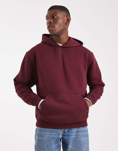 ASOS DESIGN – Essentials – Vinröd huvtröja - view 1