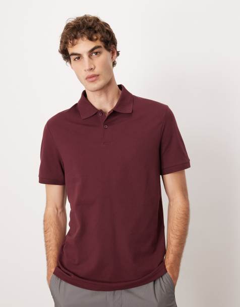 ASOS DESIGN – Essentials – Vinröd pikétröja i regular fit - view 1