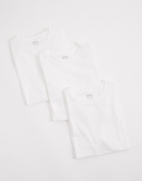 ASOS DESIGN – Essentials – Vit, enkel t-shirt i regular fit, 3-pack - view 1