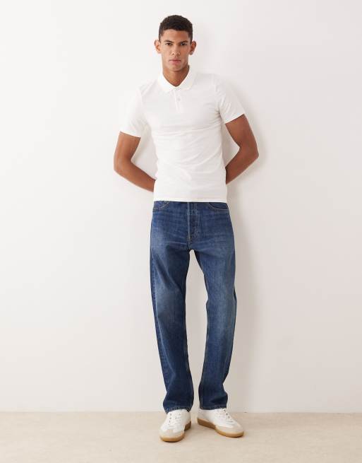 ASOS DESIGN – Essentials – Vit pikétröja i muscle fit, 2-pack, 2 av 5