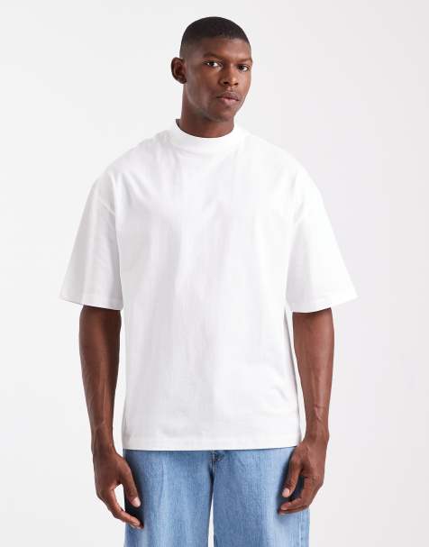 ASOS DESIGN – Essentials – Vit t-shirt i oversize med hög krage - view 1