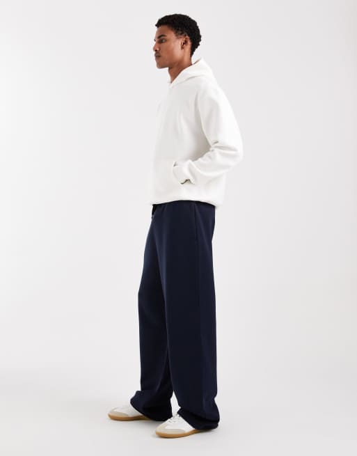 ASOS DESIGN essentials wide fit trackies in navy, 3 of 5