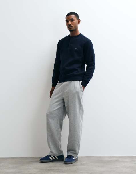 ASOS DESIGN essentials wide jogger in grey marl - view 1