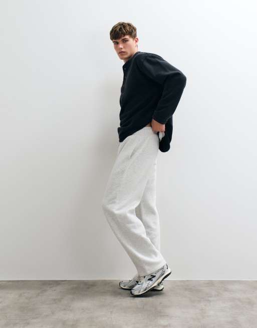 ASOS DESIGN essentials wide jogger in ice marl, 2 of 5