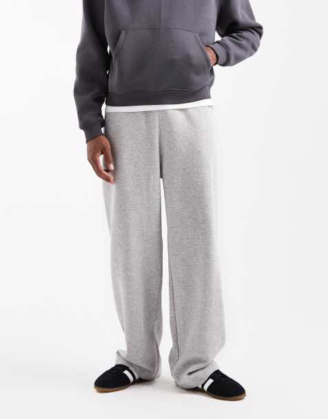 ASOS DESIGN essentials wide leg jogger in grey marl - view 1