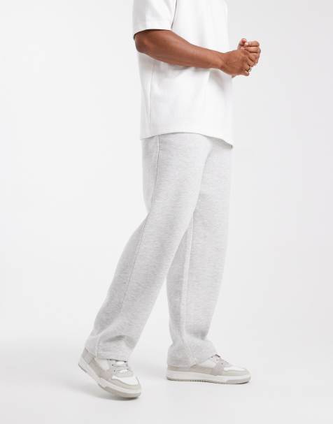 ASOS DESIGN essentials wide leg jogger in white marl - view 1