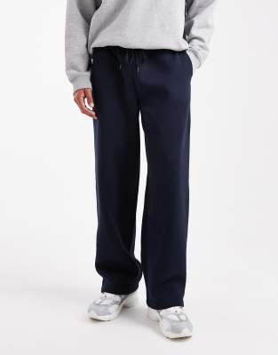 Asos Design Essentials Wide Leg Sweatpants In Blue