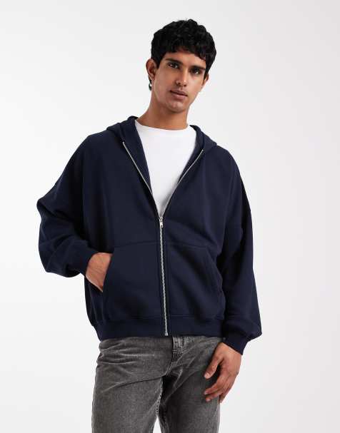 ASOS DESIGN – Essentials – Zapinana na zamek granatowa bluza z kapturem o fasonie extreme oversize - view 1