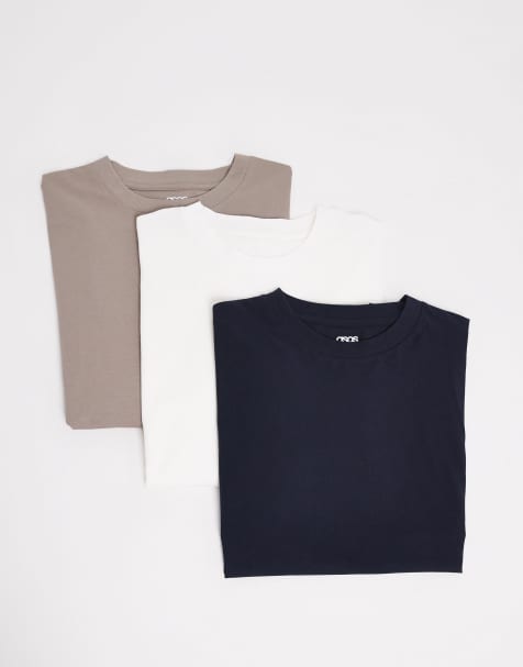ASOS DESIGN Essentials 3 pack oversized t-shirts in cream, stone and navy 