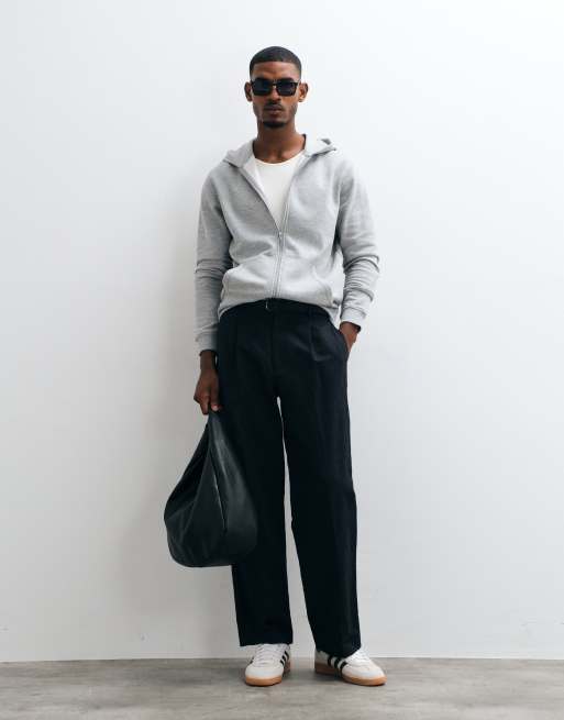 ASOS DESIGN essentials zip through hoodie in grey marl, 4 of 5