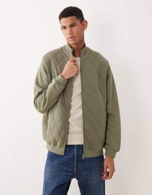 Asos Design Essentials Zip-up Funnel Neck Jacket In Multi