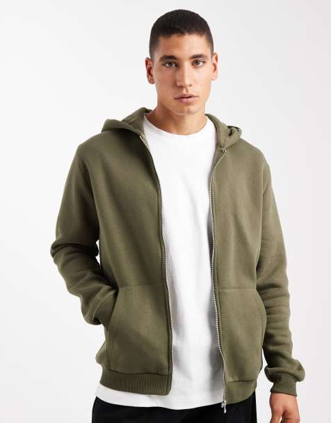 ASOS DESIGN essentials zip up hoodie in ivy green - view 1