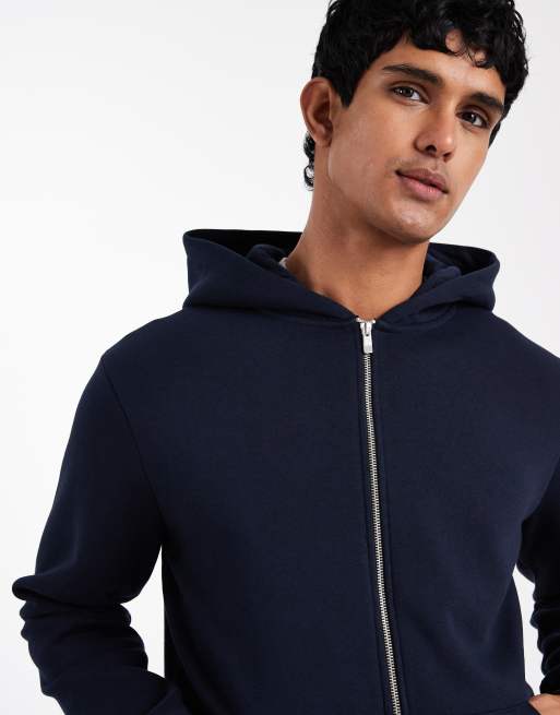 ASOS DESIGN essentials zip up hoodie in navy | ASOS