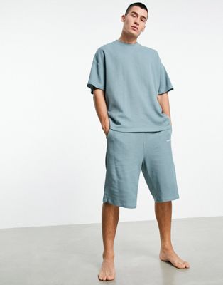 Homme Essentialwear - Pyjama confort gaufré - Bleu