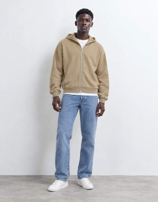 ASOS DESIGN essenziali felpa con cappuccio boxy oversize con tasche nelle cuciture marrone, 7 di 9
