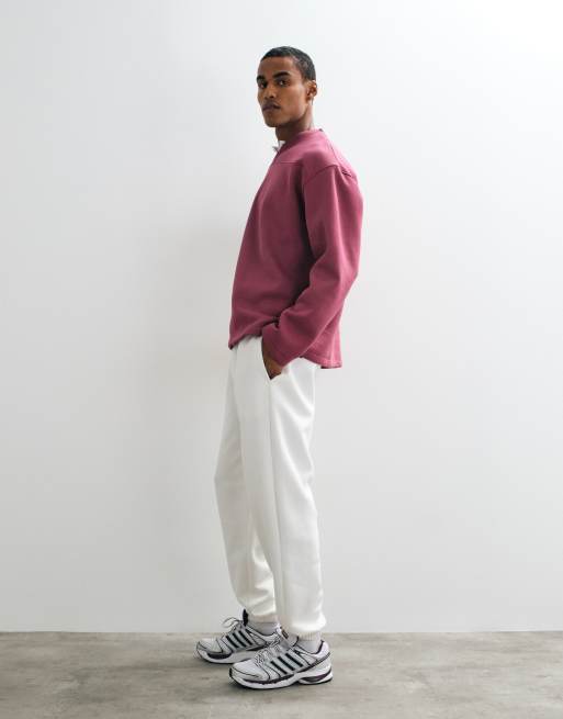 ASOS DESIGN essenziali joggers con fondo elasticizzato color crema, 4 di 5