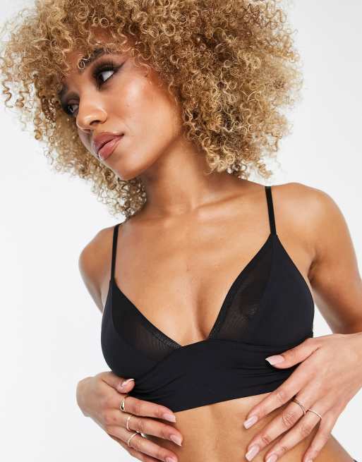 Dorina – Mix & Match – Invisible Sculpt – Exklusiver ungepolsterter Bandeau- BH aus Netzstoff in Schwarz mit abnehmbaren Trägern