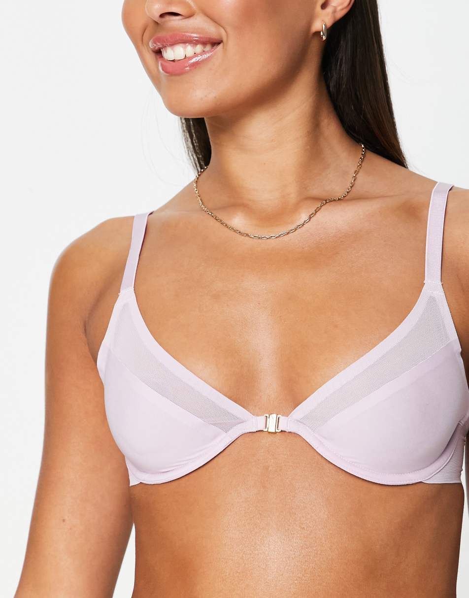 ASOS DESIGN Essie mesh & microfibre underwire bra in purple