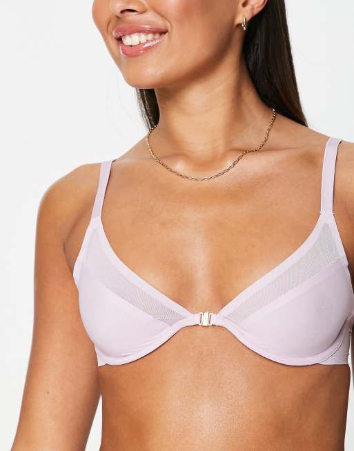 ASOS DESIGN - Essie - Reggiseno con ferretto in microfibra e rete viola, 2 di 4
