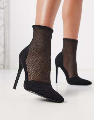 black mesh booties