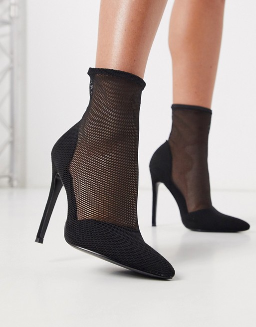ASOS DESIGN Estelle mesh sock boots in black mesh