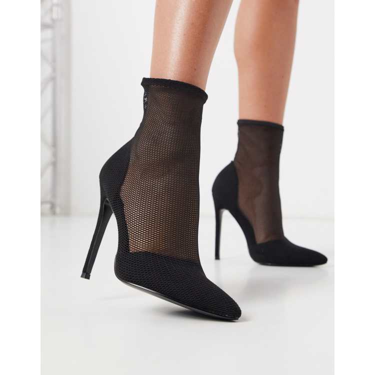 ASOS DESIGN Estelle mesh sock boots in black mesh ASOS