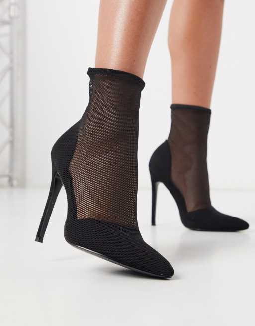 ASOS DESIGN - Estelle - Sokkestøvler i sort mesh