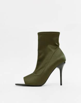 khaki peep toe boots