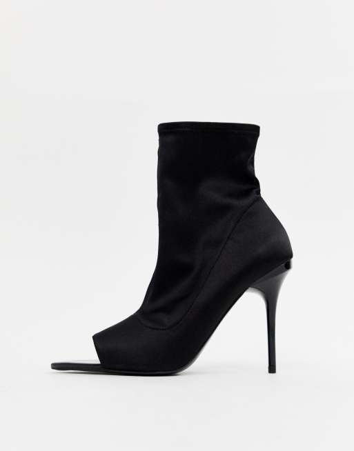 ASOS DESIGN - Esther - Stiletto sock boots met open teen in zwart, 3 van 4