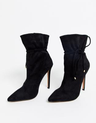 black suede ruffle boots