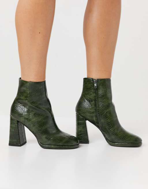 Green heeled shop ankle boots