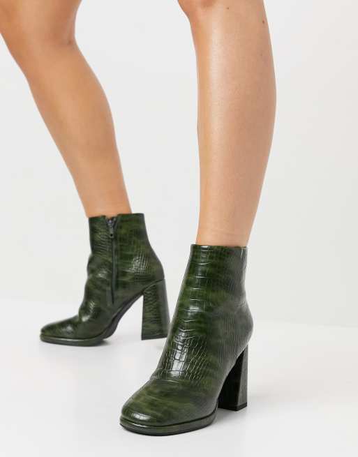 ASOS DESIGN Eternity high heeled ankle boots in green ASOS