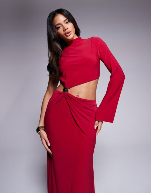 ASOS DESIGN - Etærmet rød maxikjole med snoet front og kantdetalje, 4 af 4