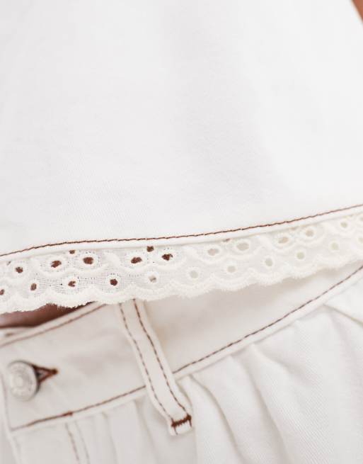 ASOS DESIGN – Etui-Top aus Denim in Ecru mit Lochstickerei-Borte, 4 von 4